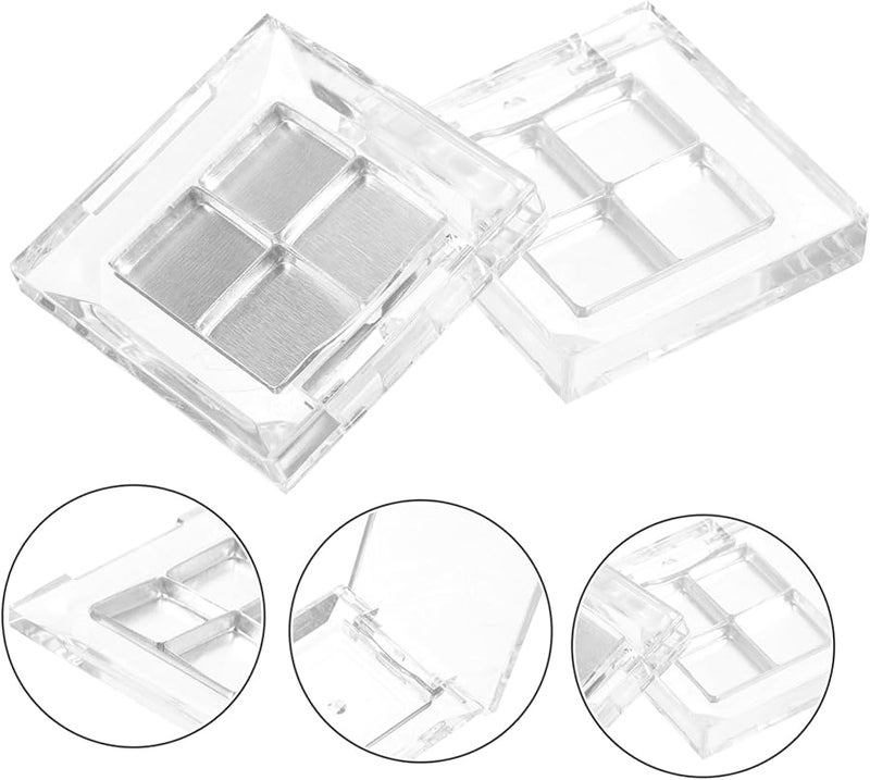 2 Pack Transparent Refillable Eyeshadow Boxes Highlighter Cases Compact Travel Containers - Image 4